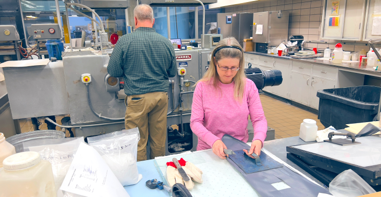 Workers at a manufacturing plant