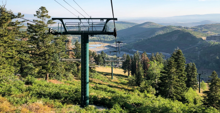 View of ski lifts in summer